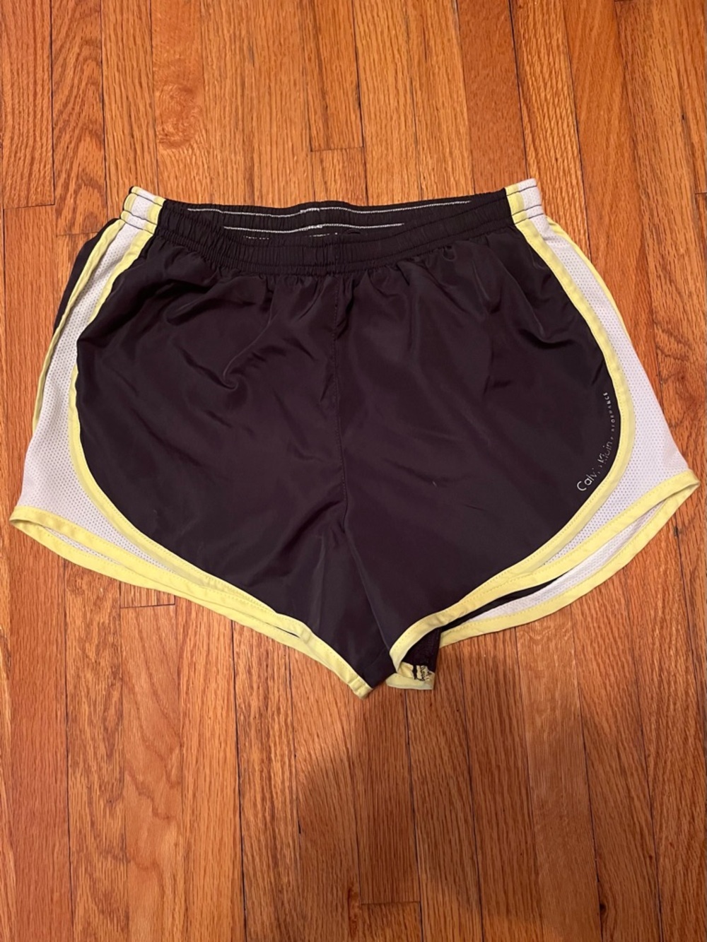 Calvin Klein Gray Athletic Shorts with Yellow Trim